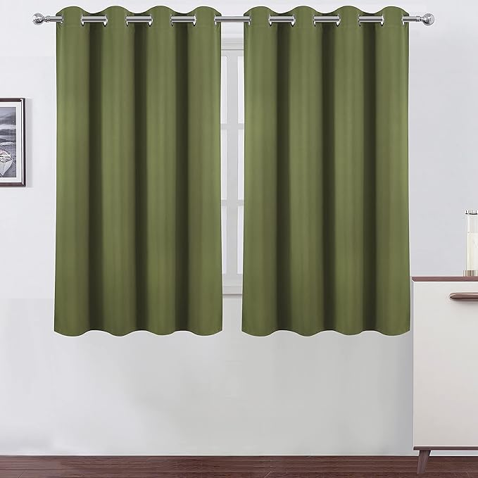 LEMOMO Olive Green Thermal Blackout Curtains/52 x 54 Inch/Set of 2 Panels Room by Lemomo