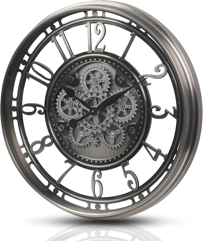 CLXEAST 28 Inch Large Industrial Moving Gear Wall Clock - Image 9