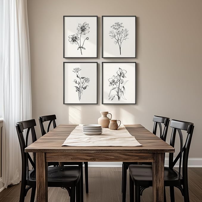 Framed Black and White Floral Wall Art - Image 3