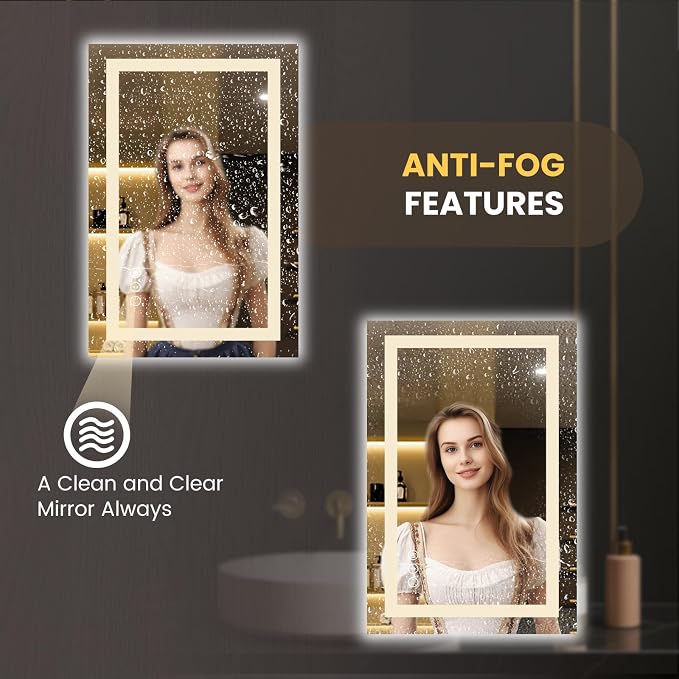 LOAAO 20"x34" LED Bathroom Mirror - Image 4