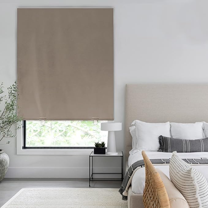 LazBlinds 100% Blackout Roller Shades, No Tools No Drill Cordless Blinds - Image 6
