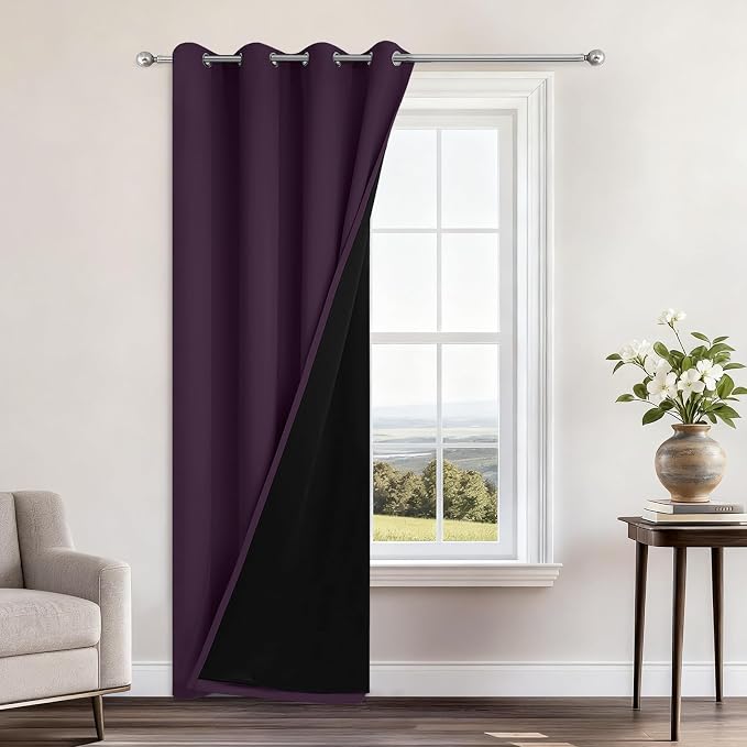 Yakamok 100% Blackout Curtains 84 Inches Long, 2 Thick Layers Heat and Full by Yakamok