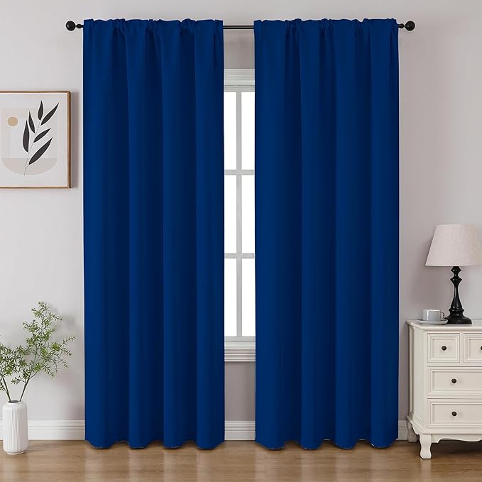 CUCRAF Royal Blue Blackout Curtains 84 inch Length 2 Panels Set, Rod Pocket by CUCRAF