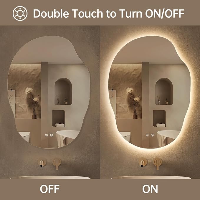 LOVESPEJO Irregular Backlit Mirror Bathroom 25x35 Inch, Asymmetrical LED - Image 5