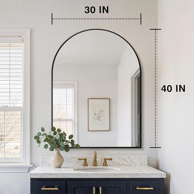 FICTOR Bathroom Mirror for Wall, Arched Vanity Bathroom Mirror for Over Sink - Image 2