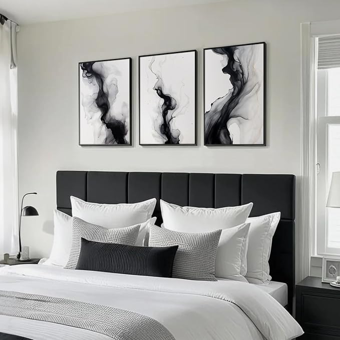 Black White Abstract Wall Art Decor Gray Modern Wall Art Minimalist Canvas - Image 5