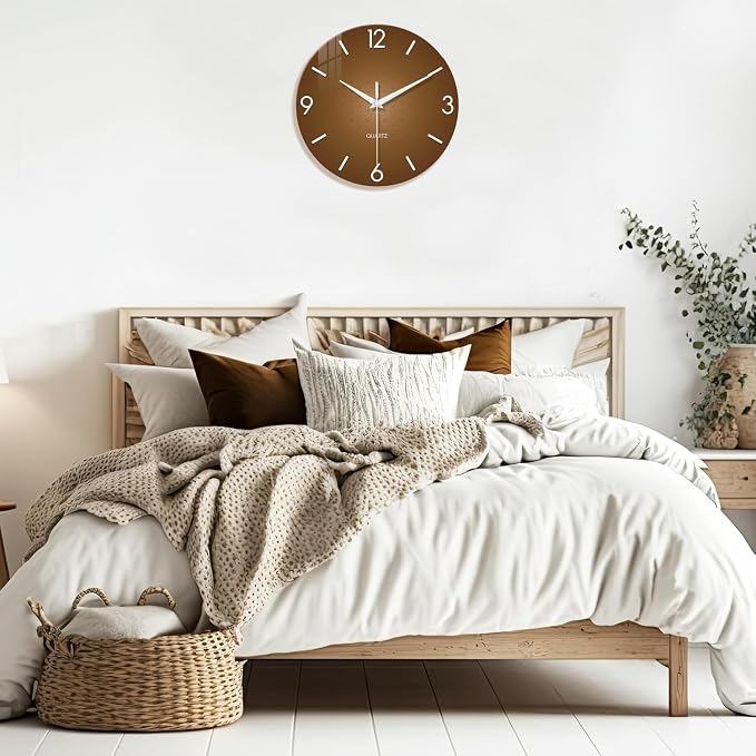XFM Modern Wall Clock for Living Room Decor 24 Inch Large Brown Analog Wall - Image 5