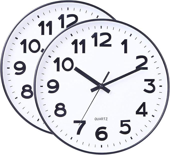 Foraineam 2 Pieces 12-Inch Wall Clock Silent Non Ticking Battery Operated by Foraineam