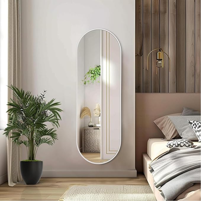 Oval Bathroom Mirror 48 x 16 Inch, Large White Full Length Mirror, Oval Pill - Image 6