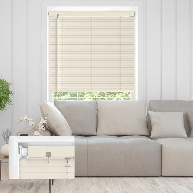 No Drill No Tool 1" Vinyl Mini Blinds, Light Filtering Horizontal Window Blinds - Image 2