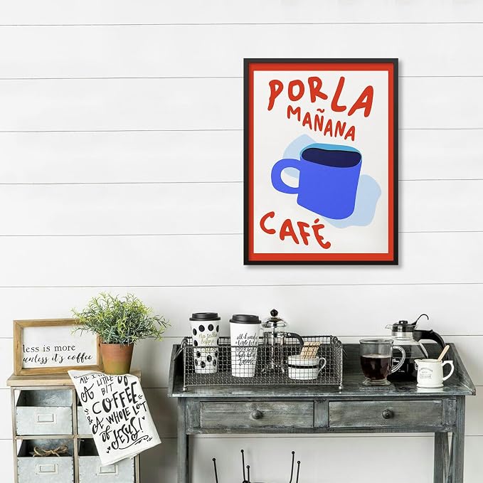 Black Framed Wall Art Posters Kitchen Por La Mañana Cafe Print Vintage Coffee - Image 6