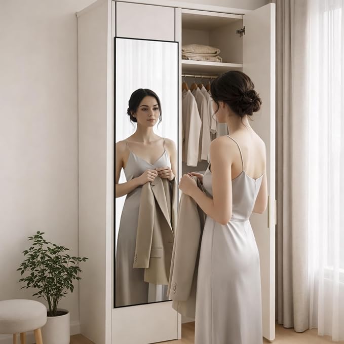 Simple Deluxe 47x14 Full Length Mirror Over The Door, Wall Mounted Full Body - Image 5