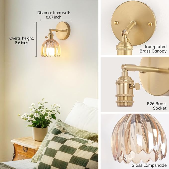 Shenmoyl Vintage Battery Operated Wall Sconce - Image 4