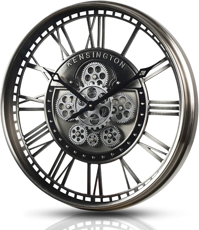 CLXEAST 21 Inch Modern Moving Gears Wall Clock - Image 8