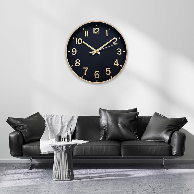 HZDHCLH Wall Clocks Battery Operated, Wall Clock Black Gold, 14 inch Wall Clock - Image 7
