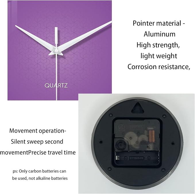 XFM Purple Wall Clock for Girls Bedroom Analog Simple Wall Clocks Battery - Image 8