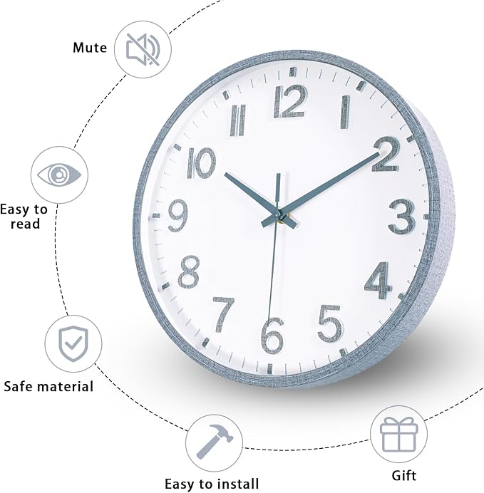 Wall Clocks Battery Operated 12 inch Modern Wall Clock, Silent Non Ticking Wall - Image 4