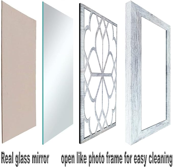 Wocred Set of 4 Mirrors Square Wall Mirror, Gorgeous Rustic Farmhouse Accent - Image 2