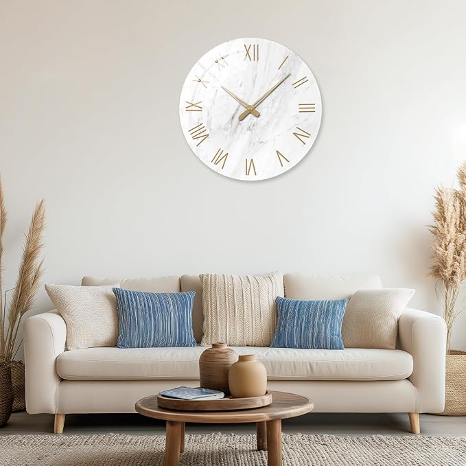24 Inch White Minimalist Glass Wall Clocks Battery Operated Extra Large Wall - Image 4