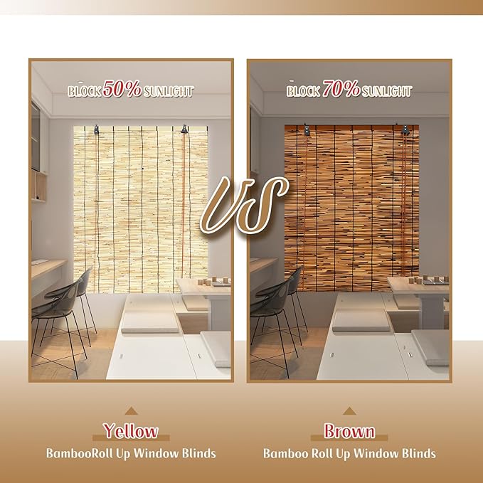 2 Pack Bamboo Reed Roll-Up Blind Shades - Image 5