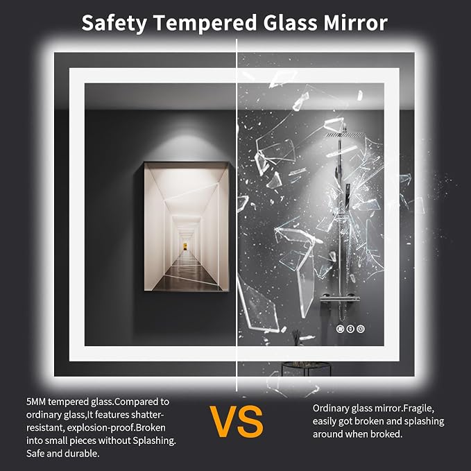 LOAAO 40"X36" LED Bathroom Mirror - Image 8