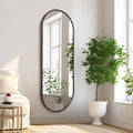 Oval Bathroom Full Length Mirror, Large 48x16'' Pill Shaped Oblong Vanity Wall by HLFMVWE