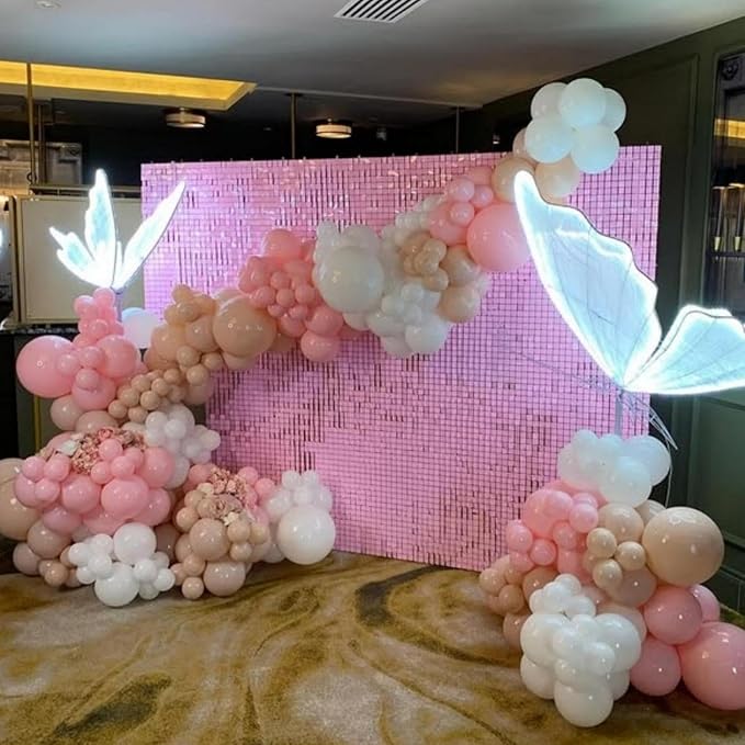 COKAOBE Baby Pink Shimmer Wall Backdrop 24PCS Sequins Backdrop Decoration Panels - Image 5