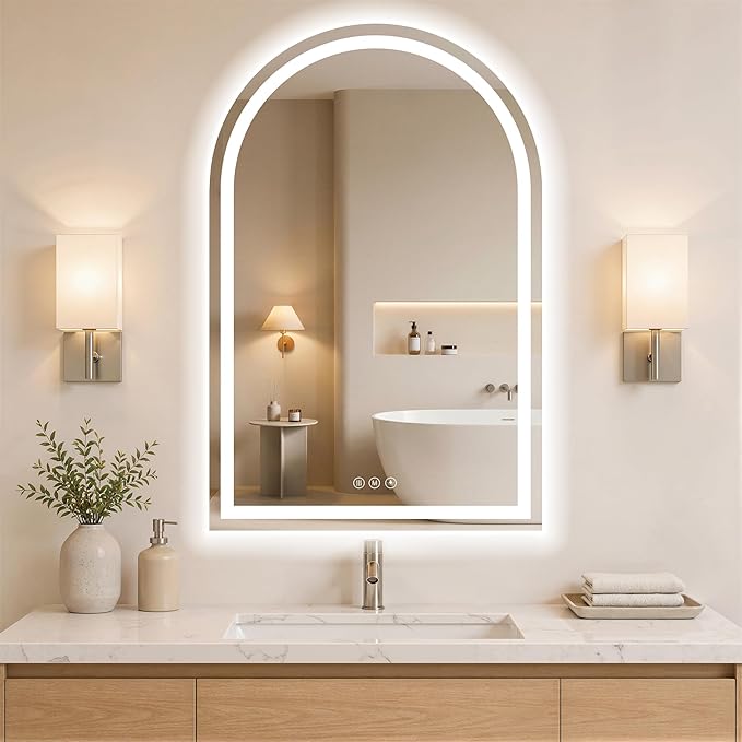 Arched LED Bathroom Mirrors by WISSMILESHOME