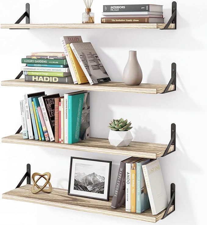 YGEOMER Floating Shelves for Wall, 23in Light Carbonized Brown Wall Shelves for by YGEOMER