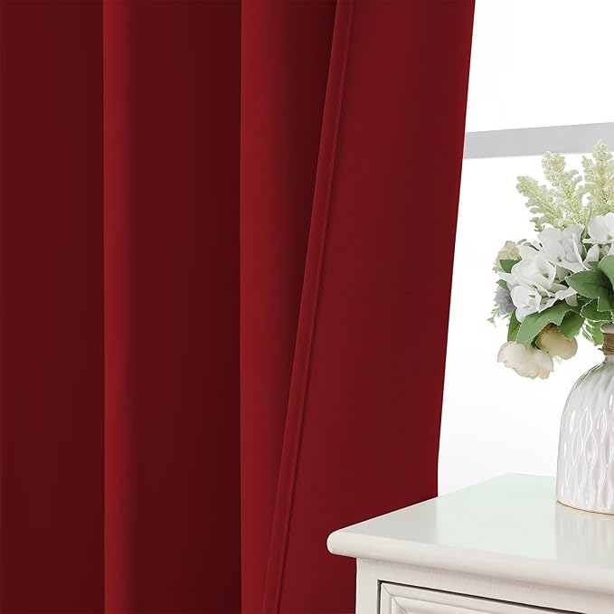 CUCRAF Red Blackout Curtains 45 inch Length 2 Panels Set, Rod Pocket Room - Image 6