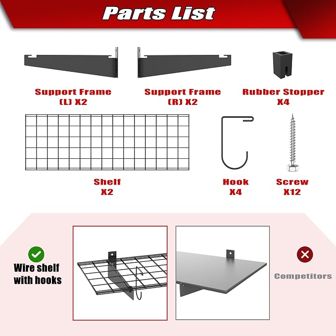 WALMANN 2 Pack Garage Wall Mount Shelves, 45x15 inch Wall Mounted Storage - Image 7
