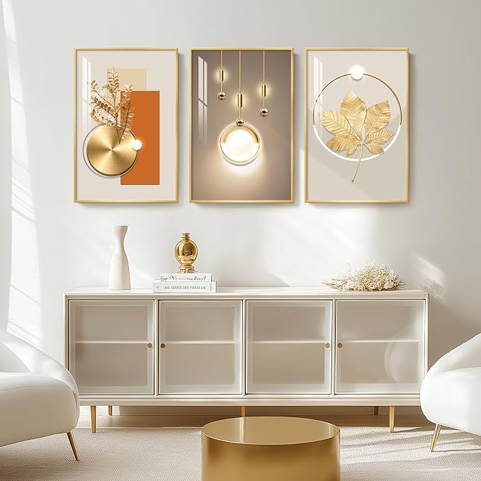 Framed Modern Luxury Gold Large Wall Art - Image 4