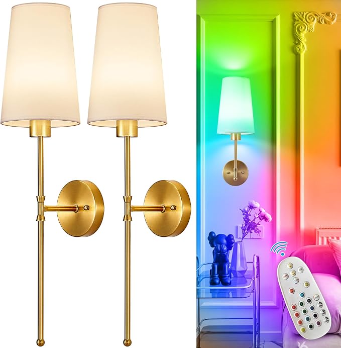 Depuley Battery Operated Wall Sconce: 27" Set of 2 Wireless Wall Lights by Depuley