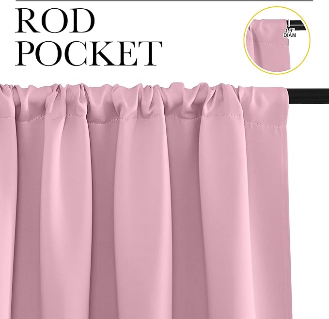 NICETOWN Kitchen Curtains, Short Blackout Curtains & Drapes, Rouge Pink - Image 2