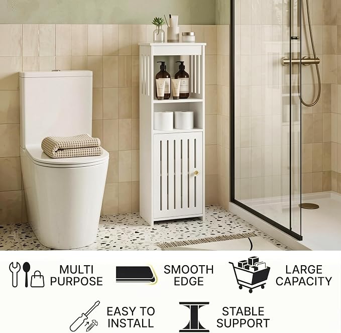 Narrow Bathroom Storage Cabinet, 5-Tier Slim Organizer - Image 6