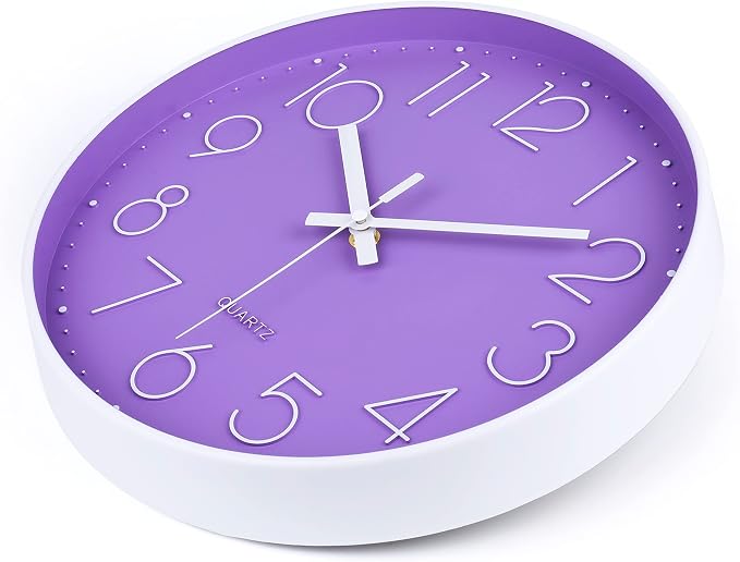 jomparis Purple Wall Clock 12 Inches Silent Quartz Wall Clock Lavender Decor - Image 6