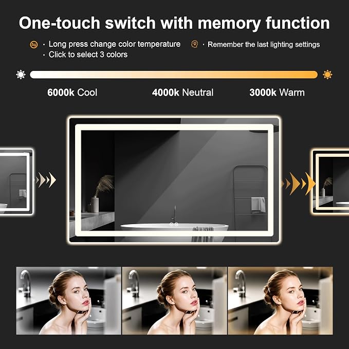 Led Mirror for Bathroom, 30x50 Bathroom Vanity Mirror for Wall - Image 3