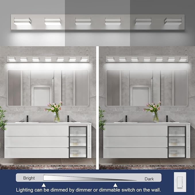 SineRise LED Modern Bathroom Vanity Light Fixtures, Brushed Nickel Modern - Image 5