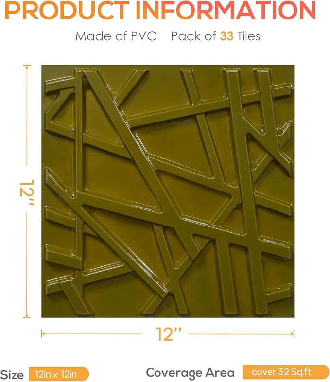 LEVOWAY 3D Wall Panels for Interior Wall Decor, 11.8''x11.8'' 33 Pack Accent - Image 5