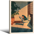 Vintage Japanese Framed Wall Art Funny Frog Bathroom Canvas Print Cute Japanese by Heltrappe