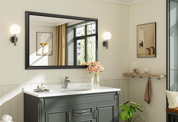 Briivue 48x32 Inch Black Bathroom Mirror - Image 9