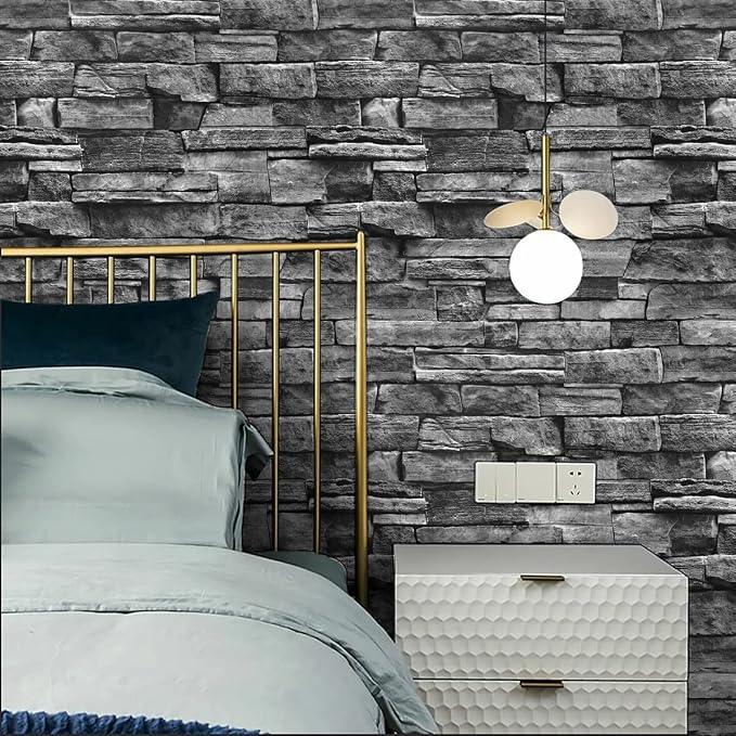 Jeweluck Grey Brick Wallpaper Peel and Stick Wallpaper 17.7inch×236.2inch Faux - Image 4