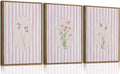 3 Piece Floral Framed Wall Art Pink Wildflower Canvas Wall Art Flower Pictures by KISSFOX
