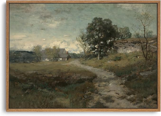 OIQArtOIQ Framed Vintage Landscape Wall Art French Country Cottage Natural by OIQArtOIQ