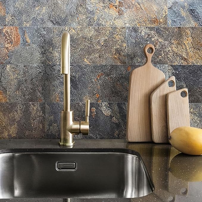 AULIGET 6" x 12" Rust Slate Peel and Stick Backsplash Wall Tiles, PVC Faux - Image 4