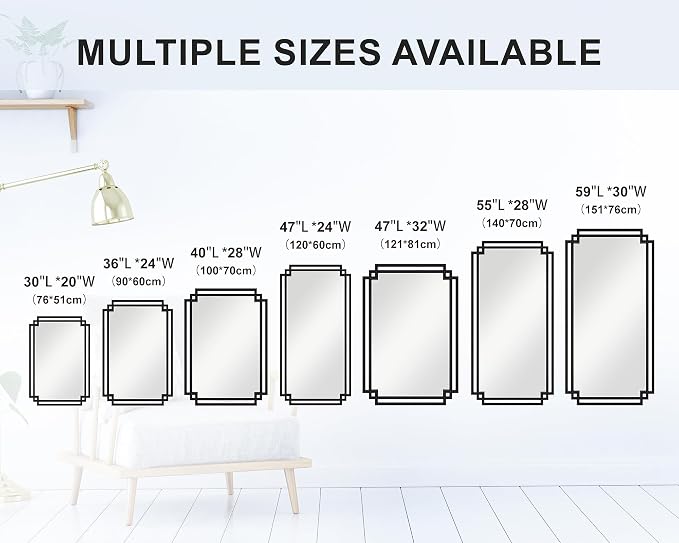 24" x 47" Large Black Mirror for Wall Decor, Elegant Living Room Mirror - Image 9