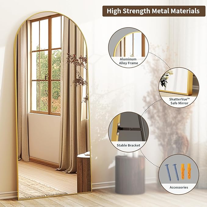 XRAMFY 56" x21 Arched Full Length Mirror Floor Mirrors - Image 5