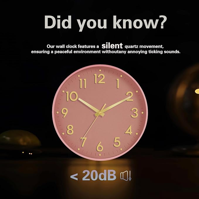 Mosewa Wall Clock 10 Inch, Battery Operated Silent Non-Ticking Modern Analog - Image 6
