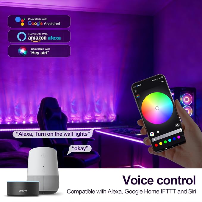 Wave Wall Light, 30W Smart RGBW Water Ripple Projector - Image 7