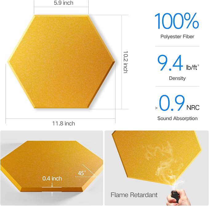 18 Pack Self-adhesive Acoustic Panels 12" X 10" X 0.4" -Sound Proof Foam Panels - Image 3